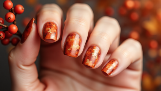Close-up of a detailed and elegant nail art design
